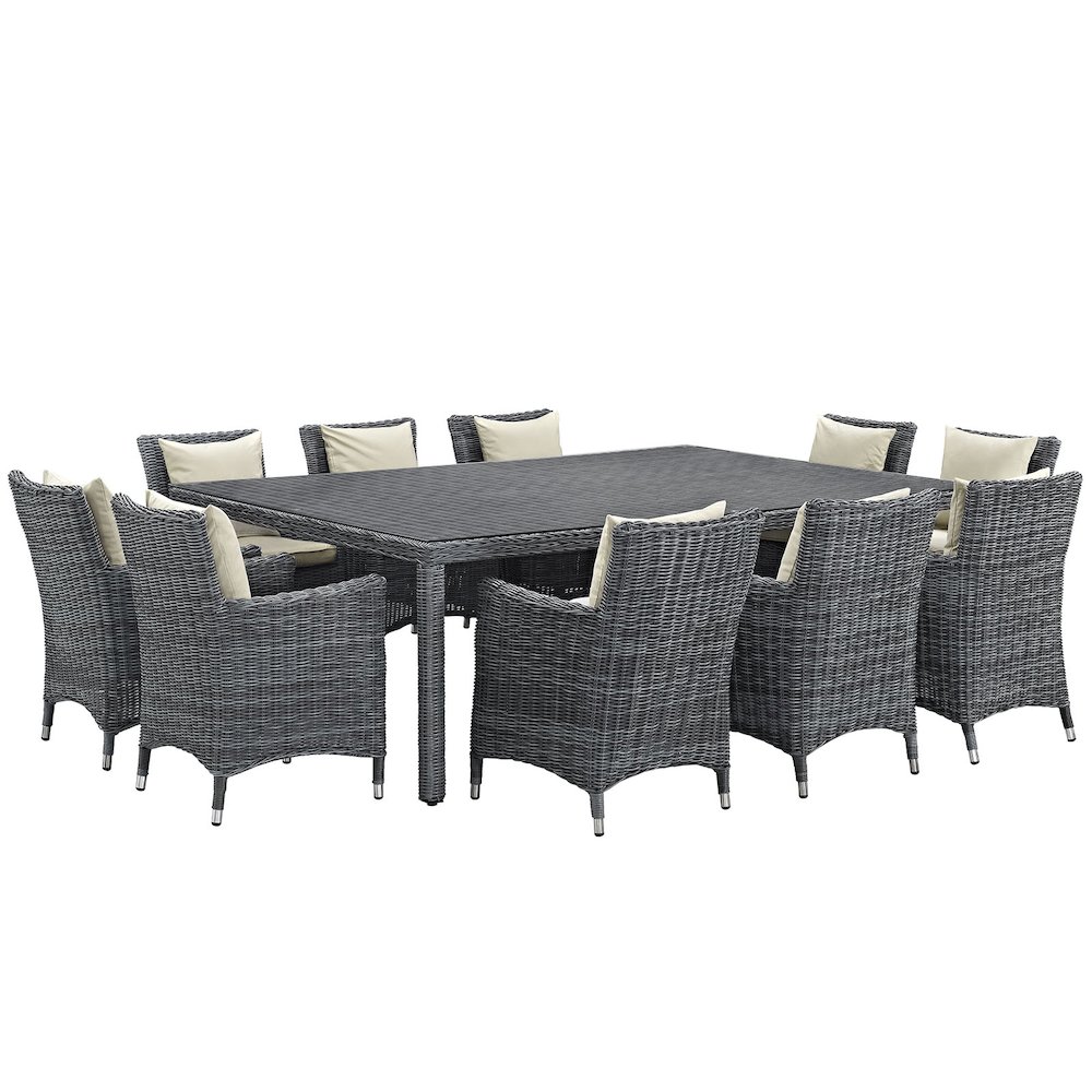 Summon 11 Piece Outdoor Patio Sunbrella Dining Set. Picture 1
