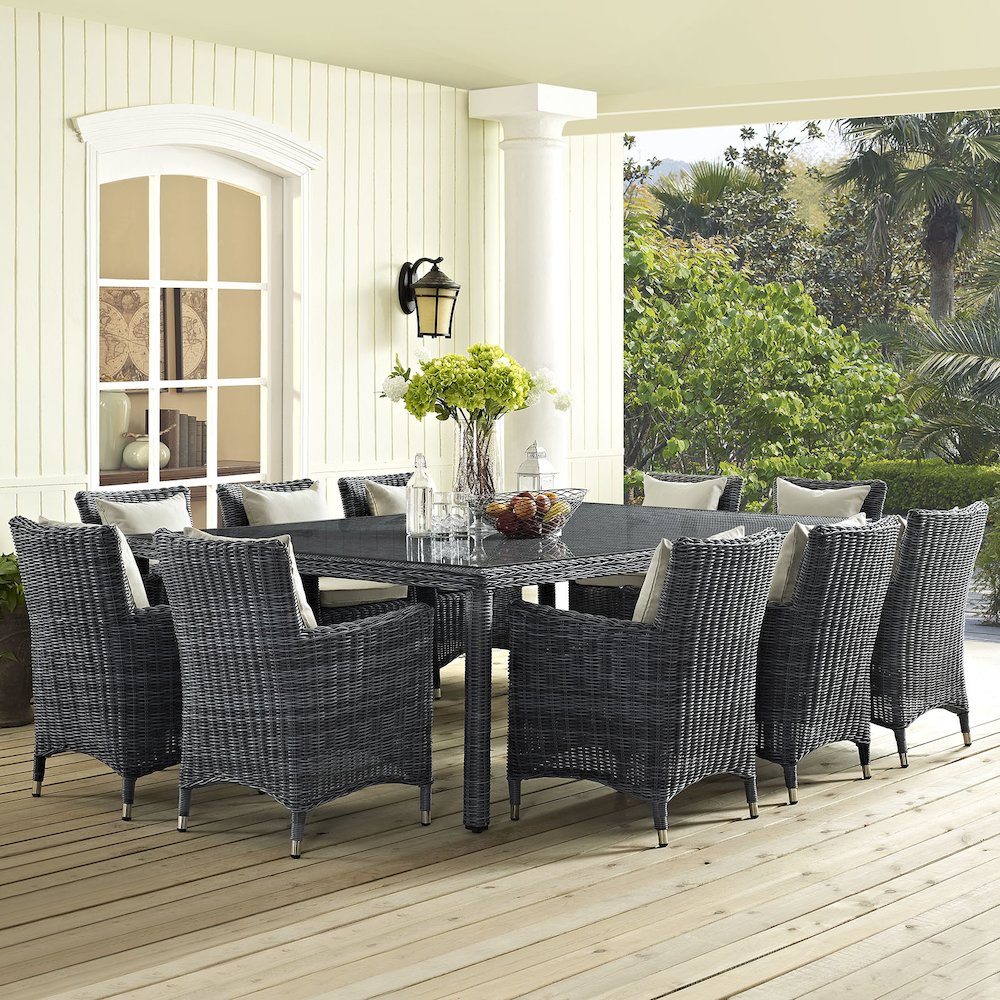 Summon 11 Piece Outdoor Patio Sunbrella Dining Set. Picture 8