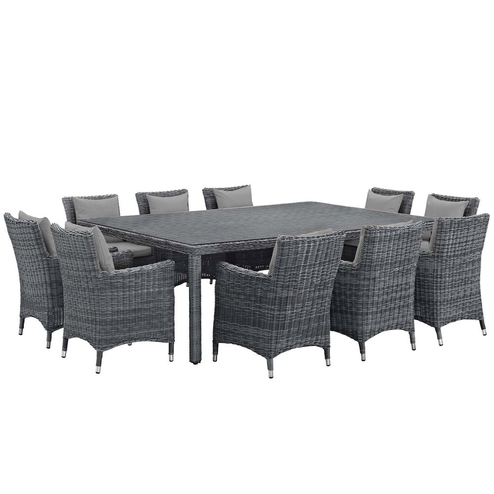 Summon 11 Piece Outdoor Patio Sunbrella Dining Set. Picture 1