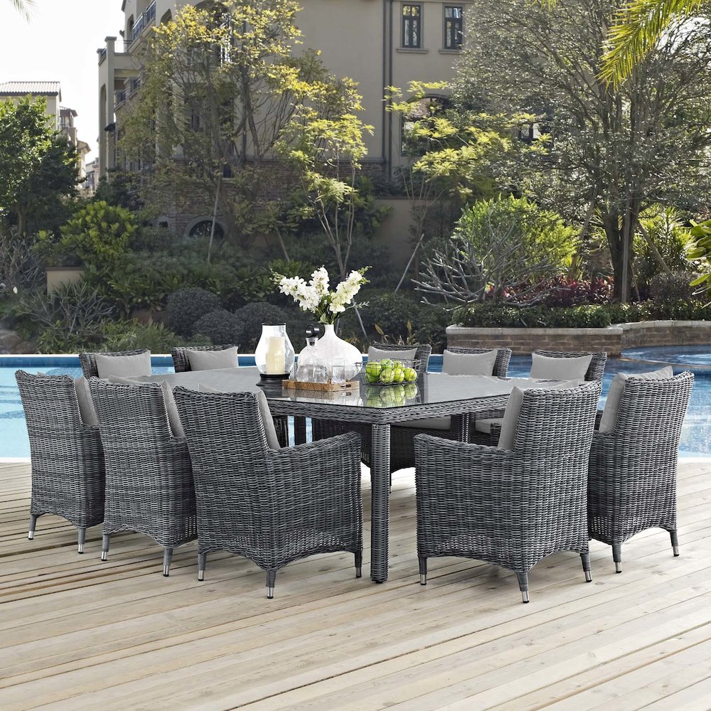 Summon 11 Piece Outdoor Patio Sunbrella Dining Set. Picture 7