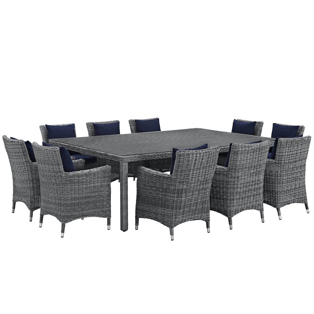 Summon 11 Piece Outdoor Patio Sunbrella Dining Set. Picture 1