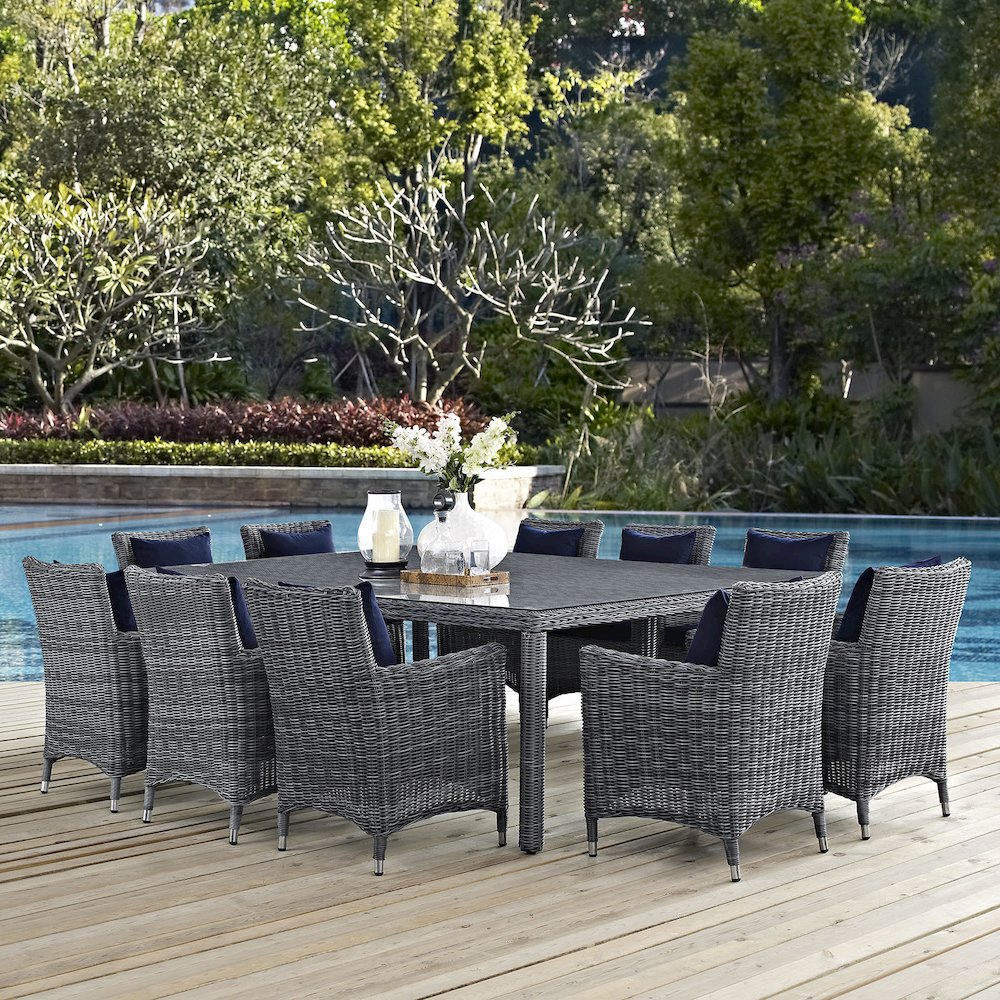 Summon 11 Piece Outdoor Patio Sunbrella Dining Set. Picture 7