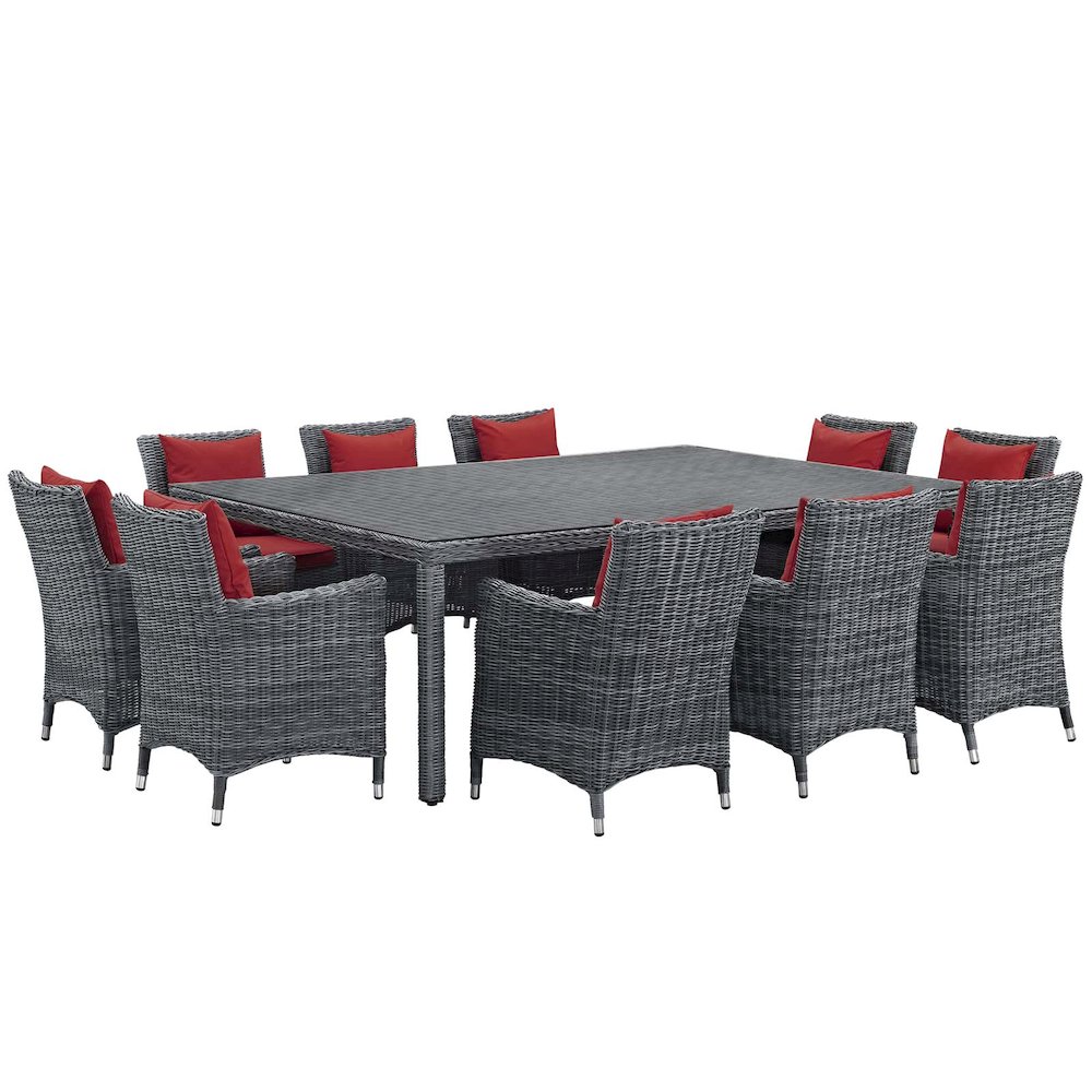 Summon 11 Piece Outdoor Patio Sunbrella Dining Set. Picture 1