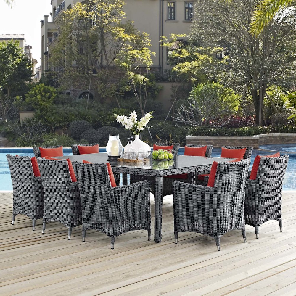 Summon 11 Piece Outdoor Patio Sunbrella Dining Set. Picture 7