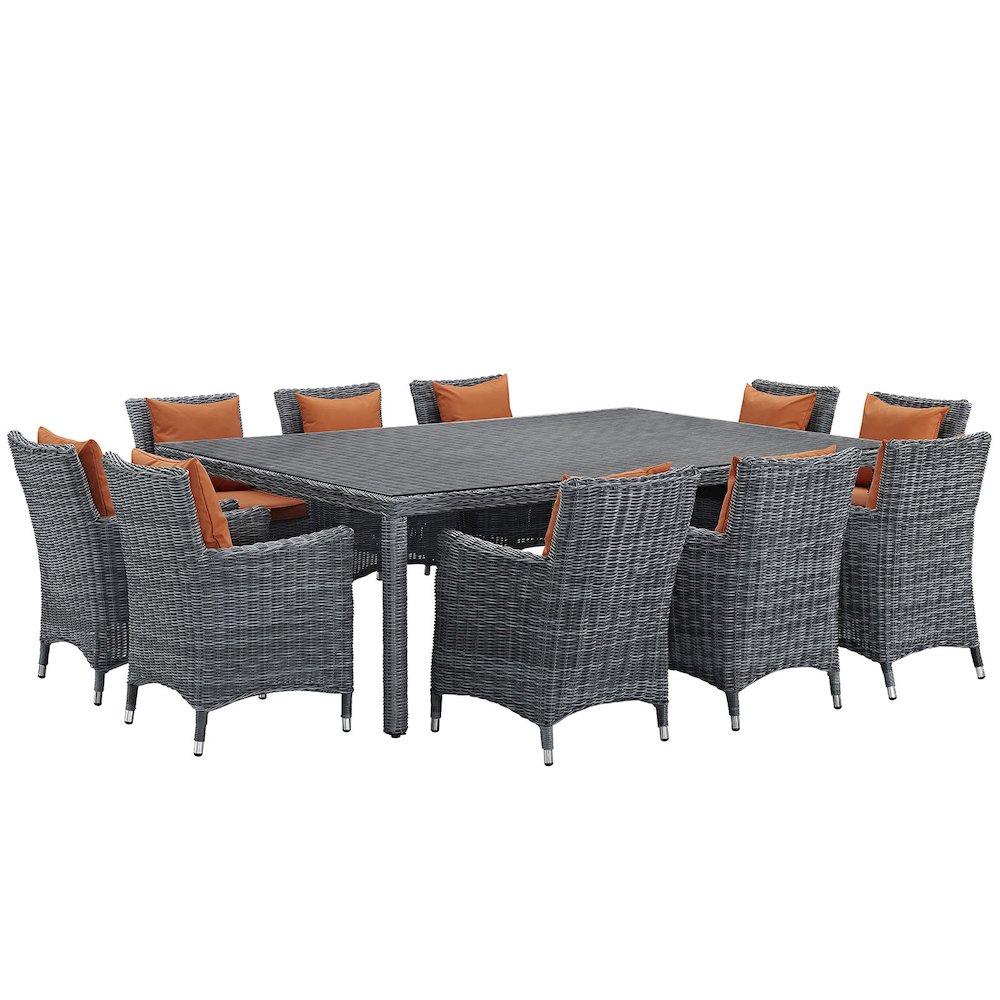 Summon 11 Piece Outdoor Patio Sunbrella Dining Set. Picture 1