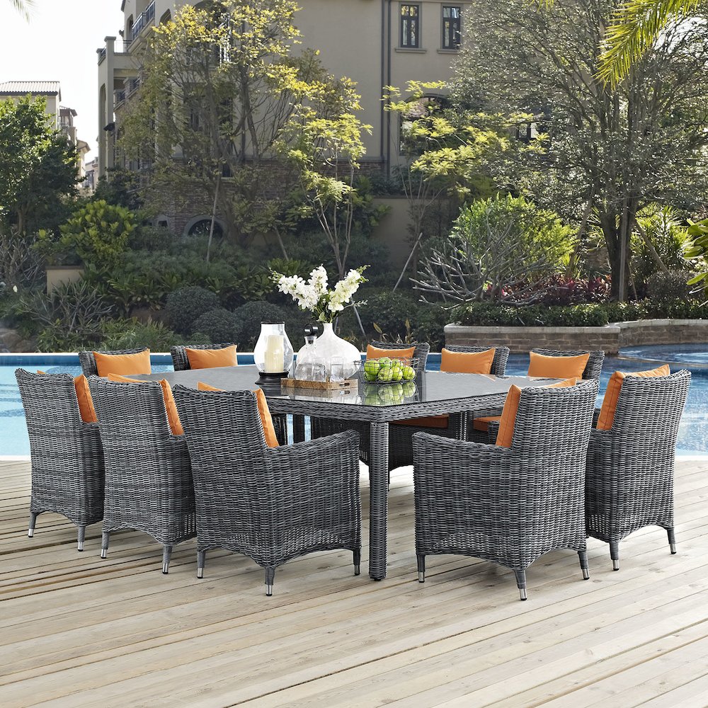 Summon 11 Piece Outdoor Patio Sunbrella Dining Set. Picture 7