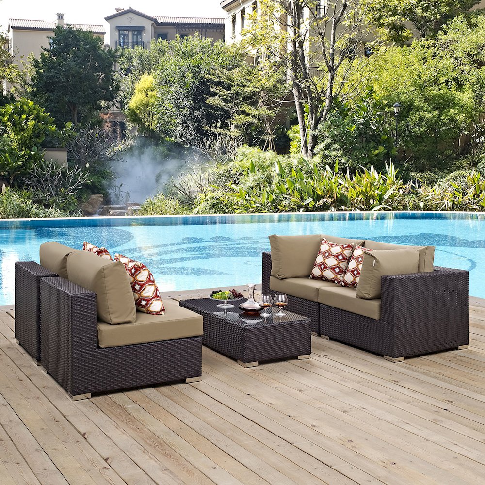 Convene 5 Piece Outdoor Patio Sectional Set. Picture 4