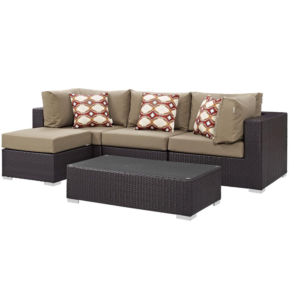 Convene 5 Piece Outdoor Patio Sectional Set. Picture 1