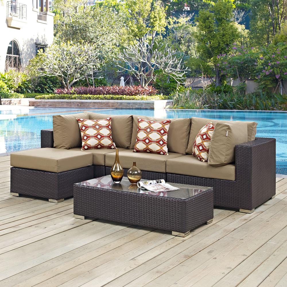 Convene 5 Piece Outdoor Patio Sectional Set. Picture 6