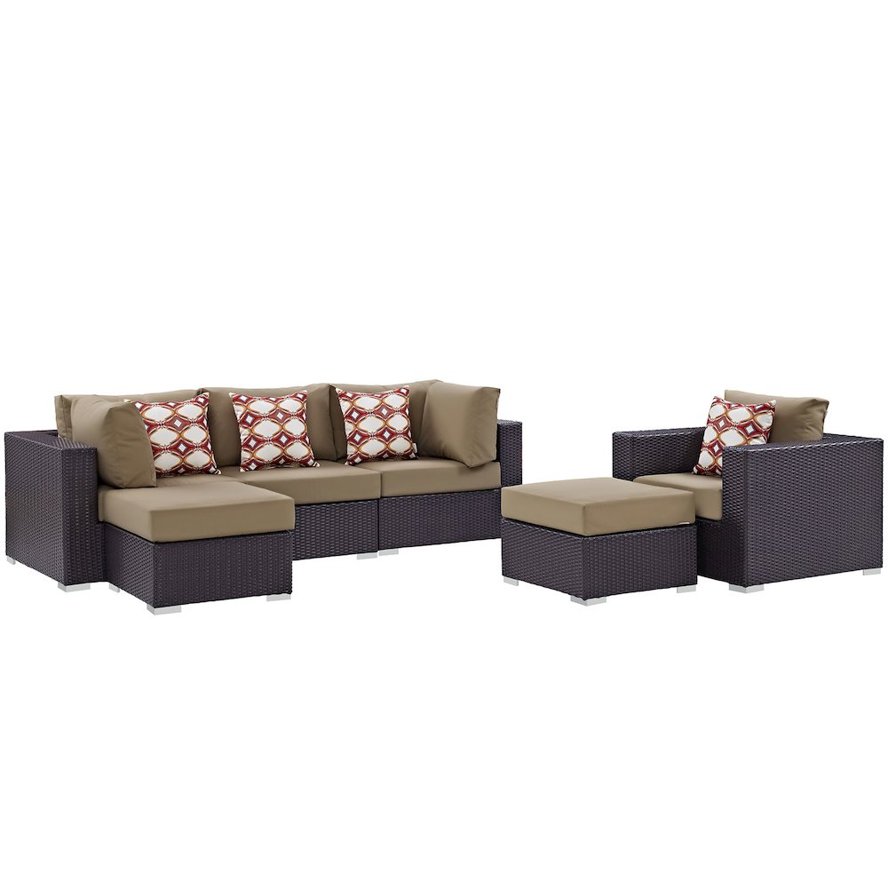 Convene 6 Piece Outdoor Patio Sectional Set. Picture 1