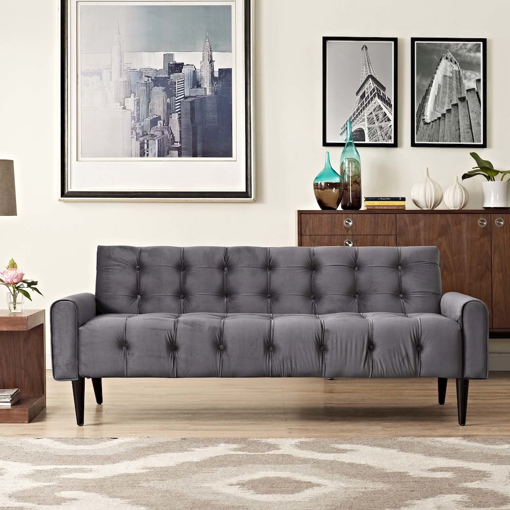 Delve Performance Velvet Sofa. Picture 4