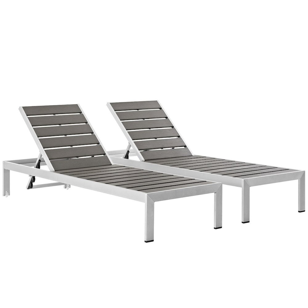 Shore Outdoor Patio Aluminum Chaise Set of 2. Picture 1