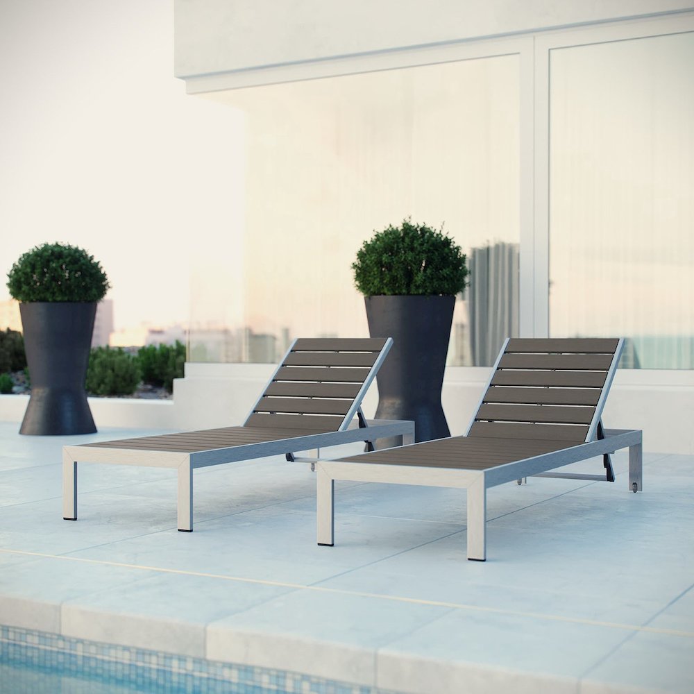 Shore Outdoor Patio Aluminum Chaise Set of 2. Picture 5