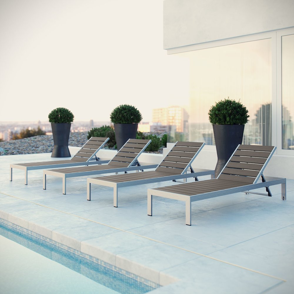 Shore Outdoor Patio Aluminum Chaise Set of 4. Picture 5