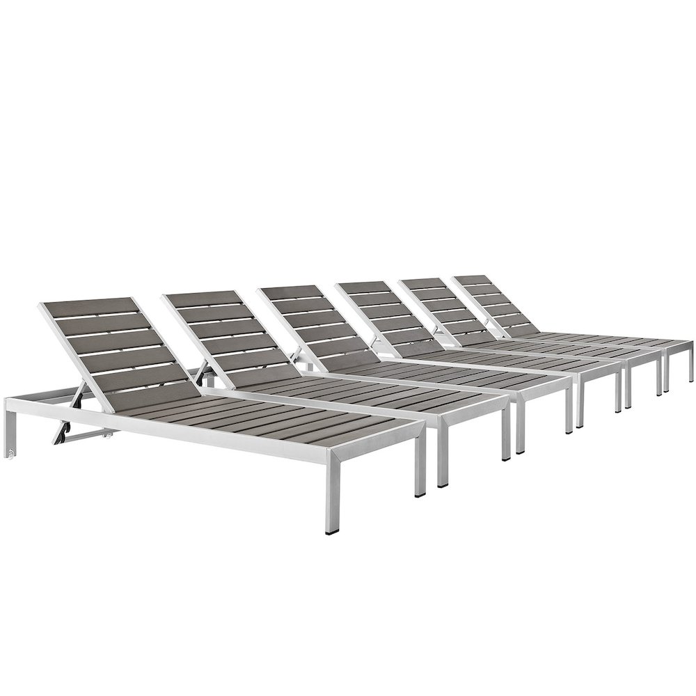 Shore Outdoor Patio Aluminum Chaise Set of 6. Picture 1
