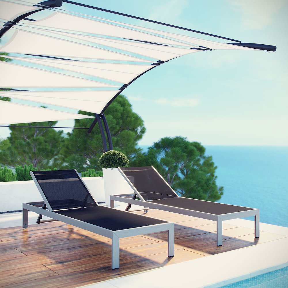 Shore Outdoor Patio Aluminum Chaise Set of 2. Picture 5