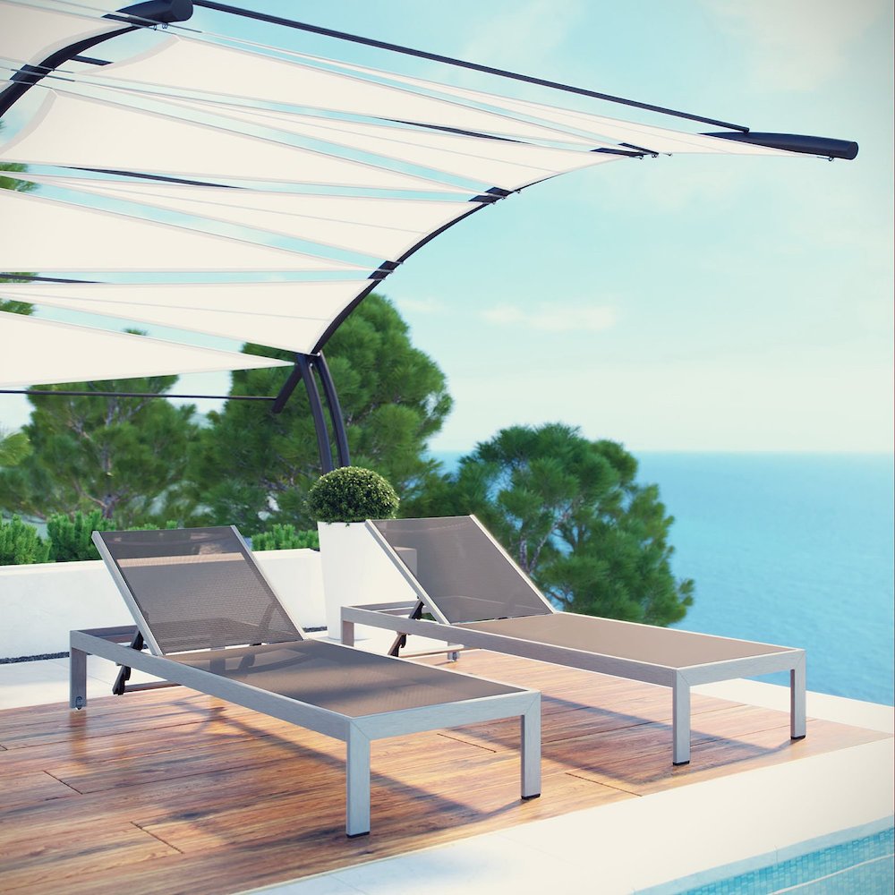 Shore Outdoor Patio Aluminum Chaise Set of 2. Picture 5