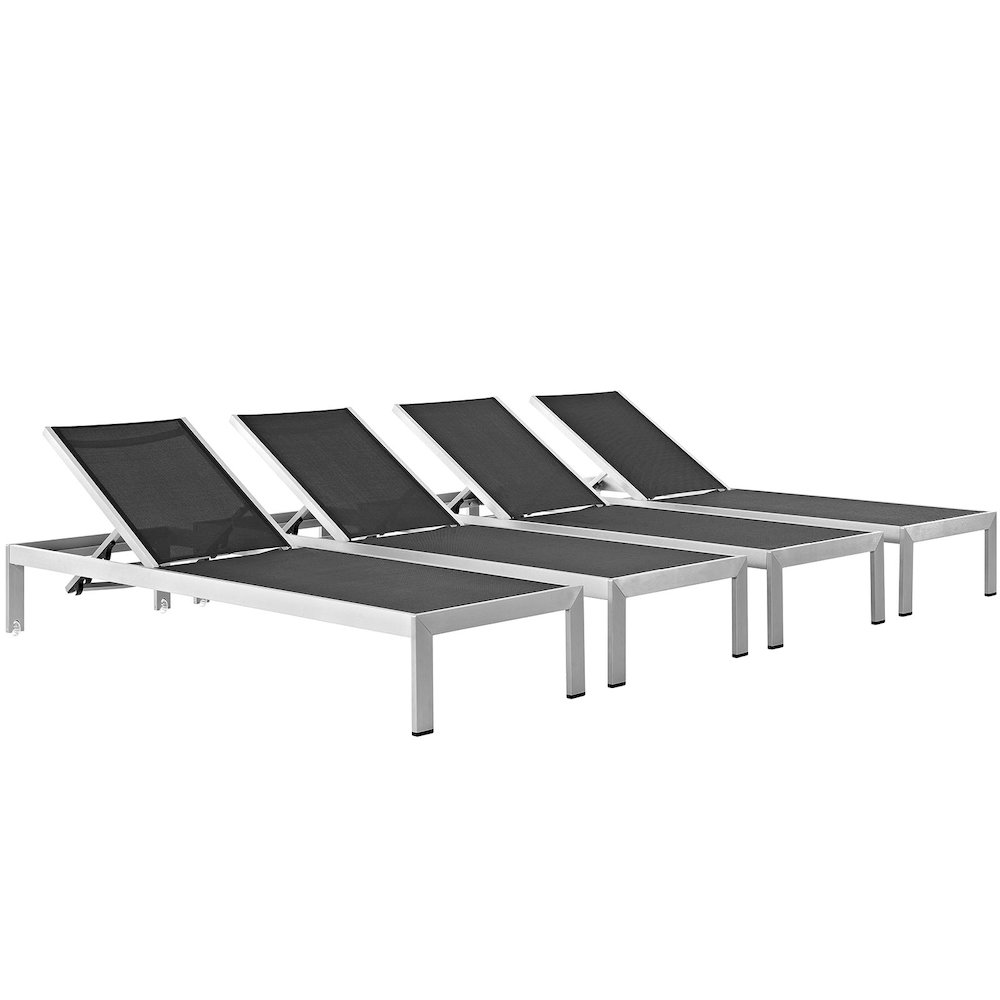 Shore Outdoor Patio Aluminum Chaise Set of 4. Picture 1