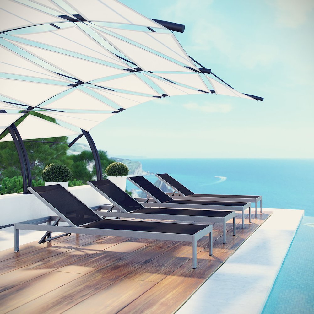 Shore Outdoor Patio Aluminum Chaise Set of 4. Picture 5