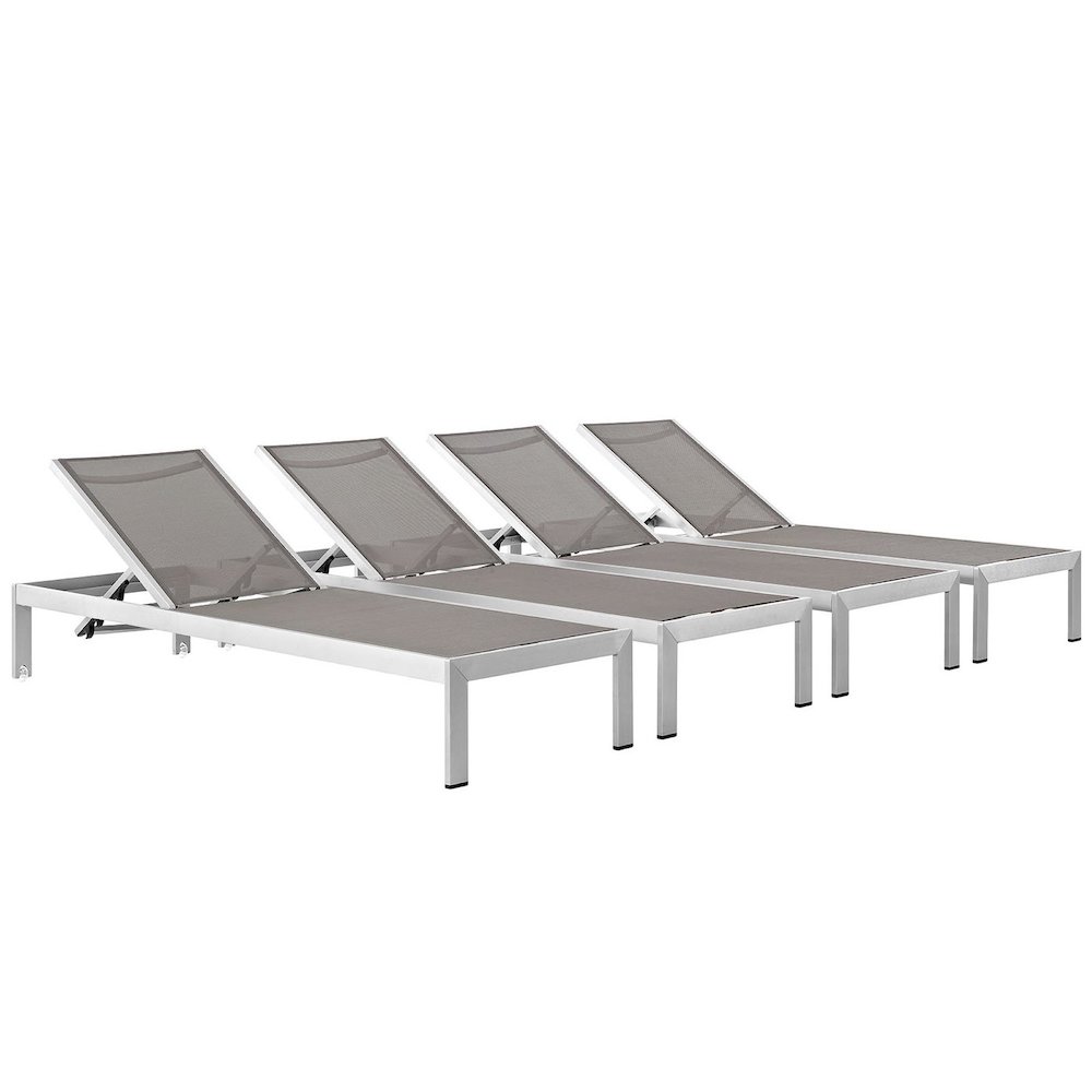 Shore Outdoor Patio Aluminum Chaise Set of 4. Picture 1