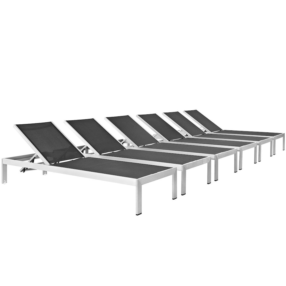 Shore Outdoor Patio Aluminum Chaise Set of 6. Picture 1