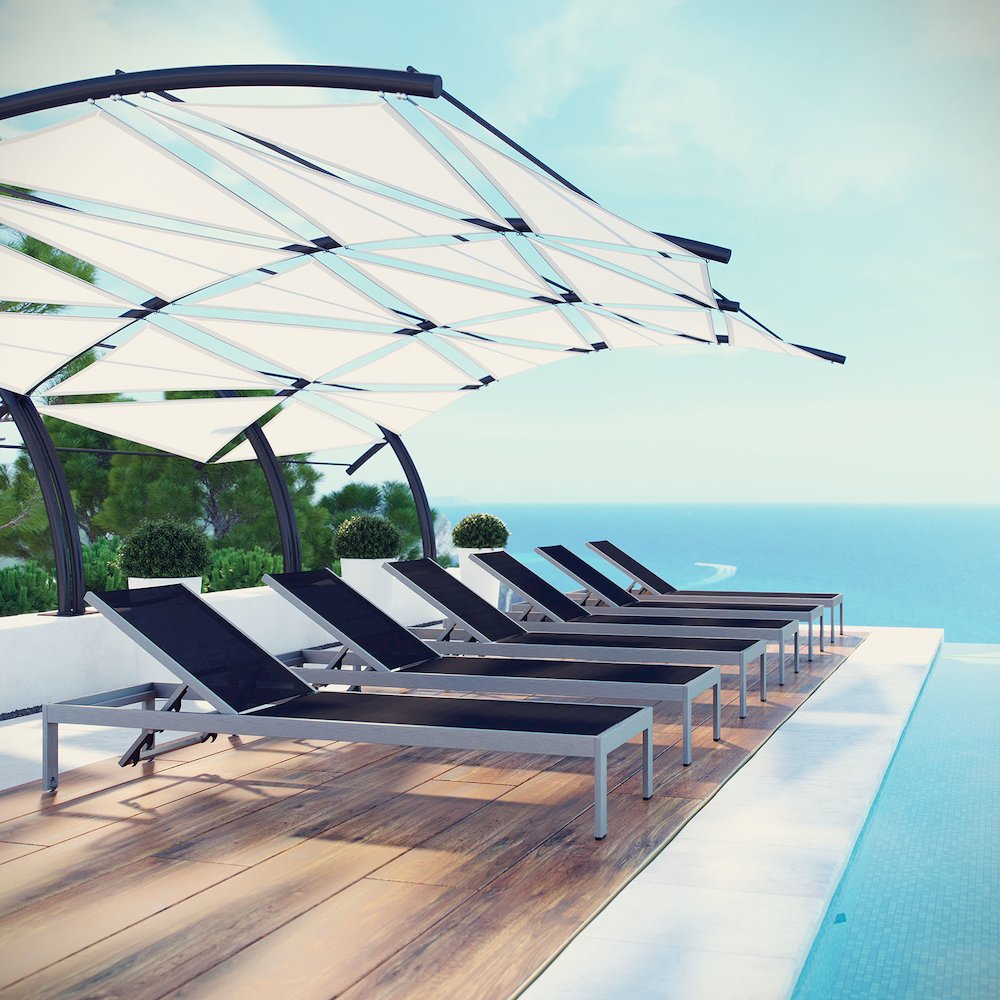 Shore Outdoor Patio Aluminum Chaise Set of 6. Picture 5