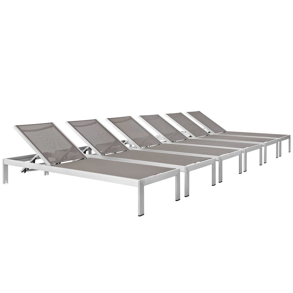 Shore Outdoor Patio Aluminum Chaise Set of 6. Picture 1