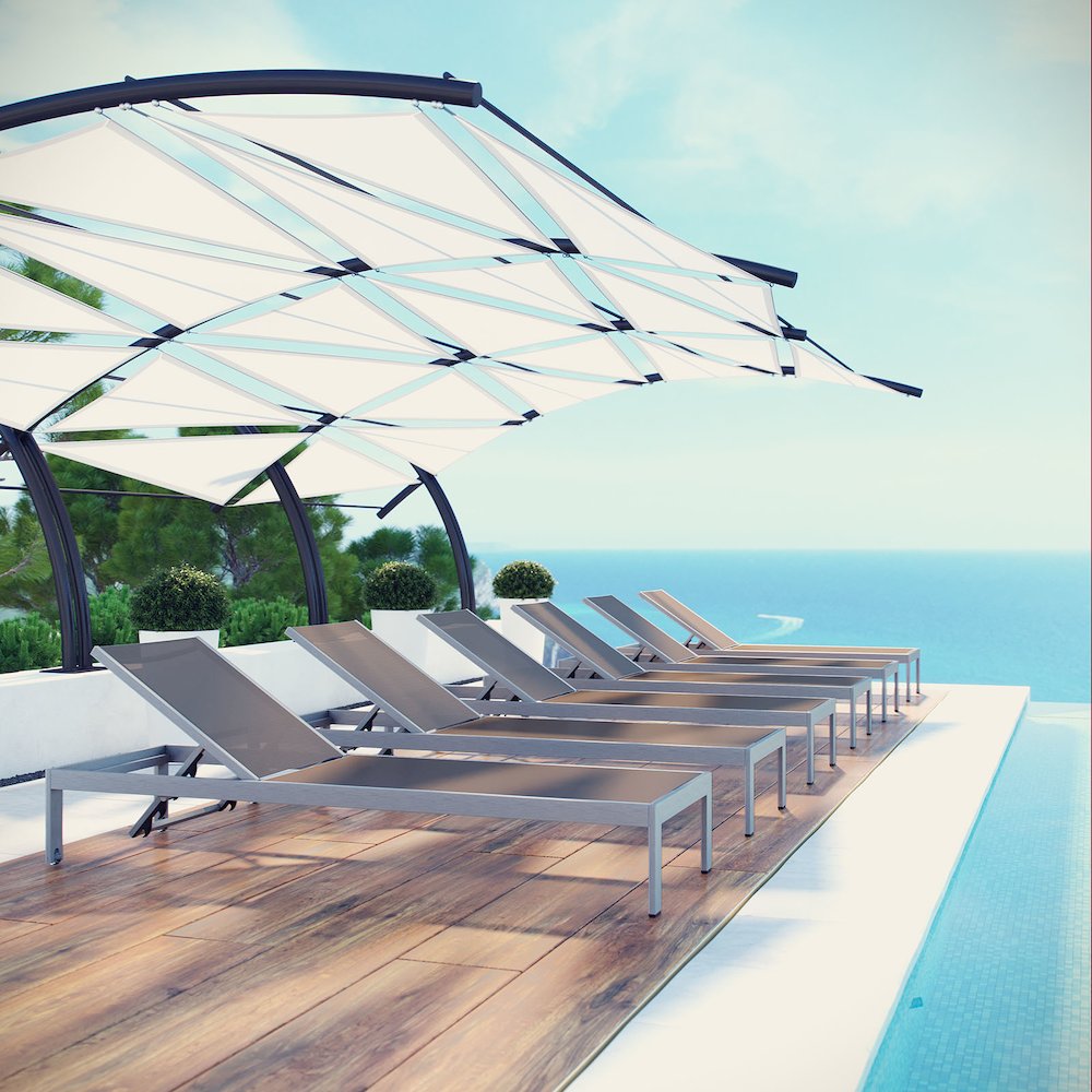Shore Outdoor Patio Aluminum Chaise Set of 6. Picture 5