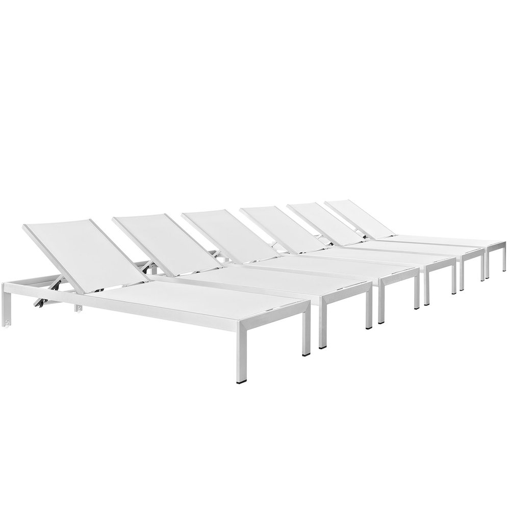 Shore Outdoor Patio Aluminum Chaise Set of 6. Picture 1