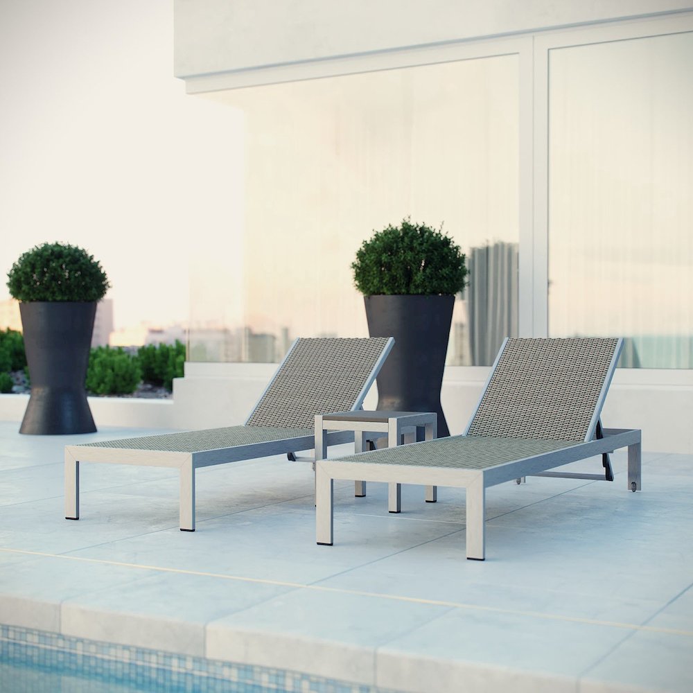 Shore 3 Piece Outdoor Patio Aluminum Set. Picture 7