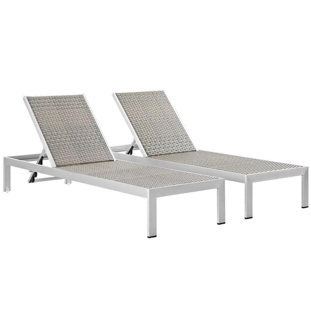 Shore Outdoor Patio Aluminum Chaise Set of 2. Picture 1