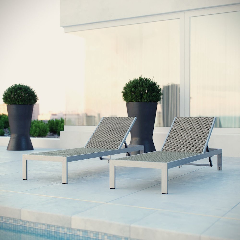Shore Outdoor Patio Aluminum Chaise Set of 2. Picture 5