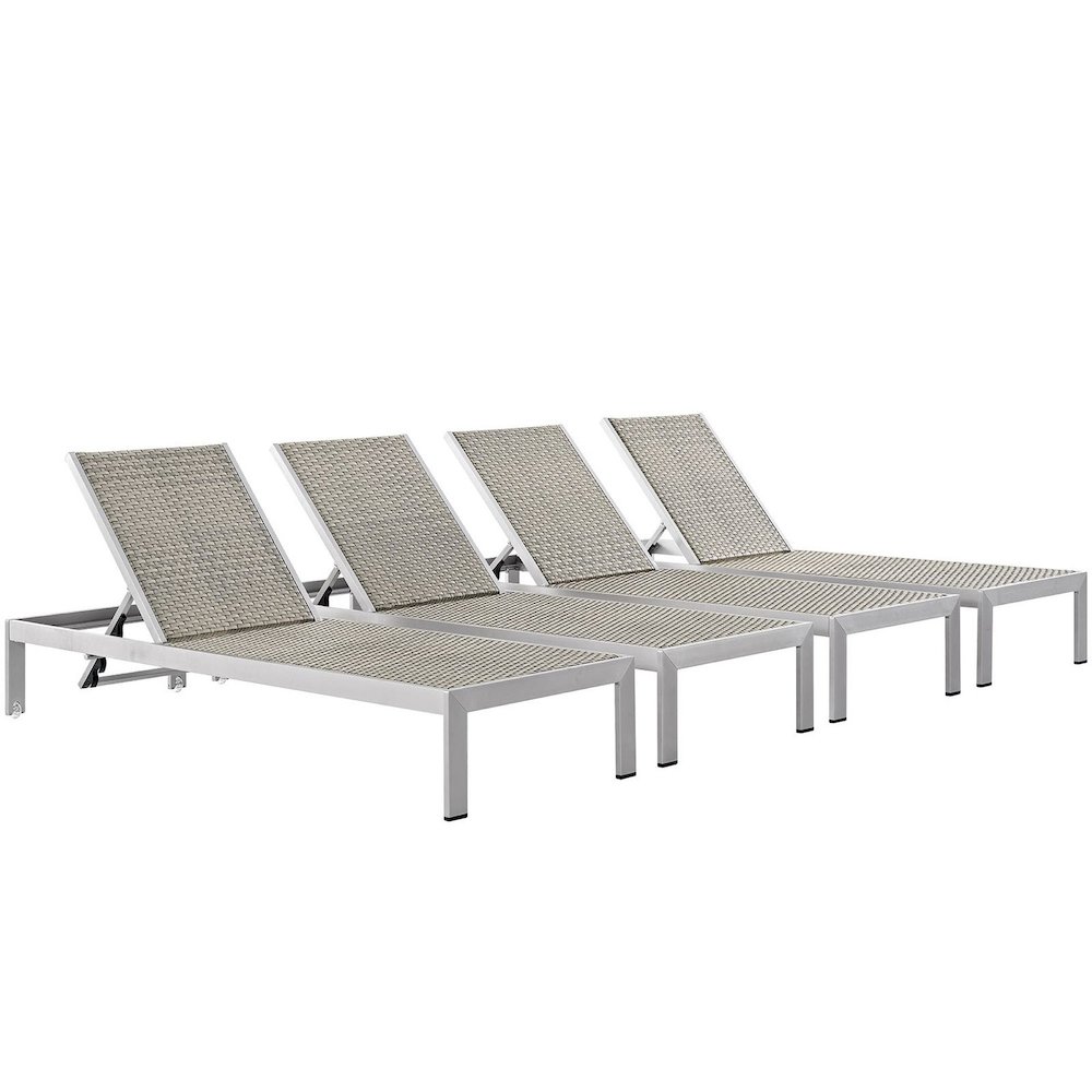 Shore Outdoor Patio Aluminum Chaise Set of 4. Picture 1
