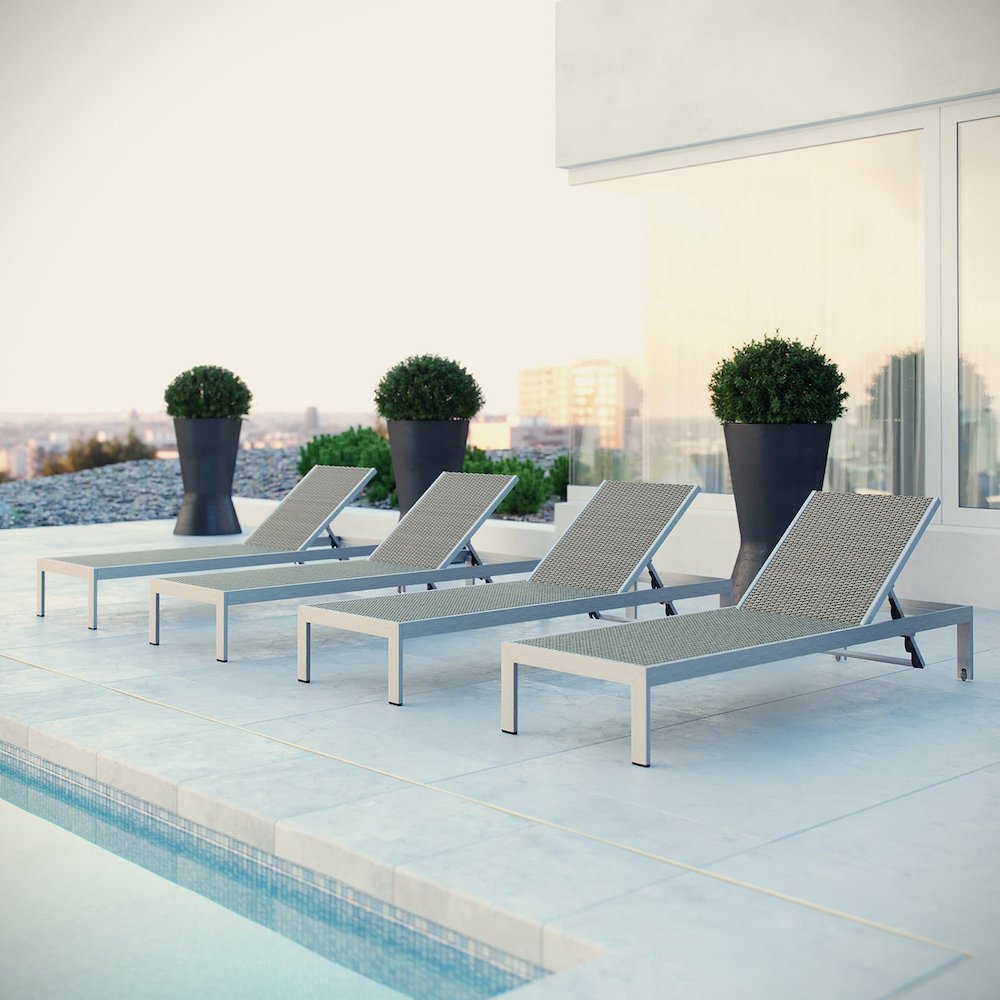 Shore Outdoor Patio Aluminum Chaise Set of 4. Picture 5