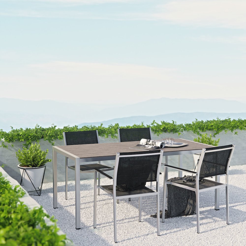 Shore 5 Piece Outdoor Patio Aluminum Dining Set. Picture 7