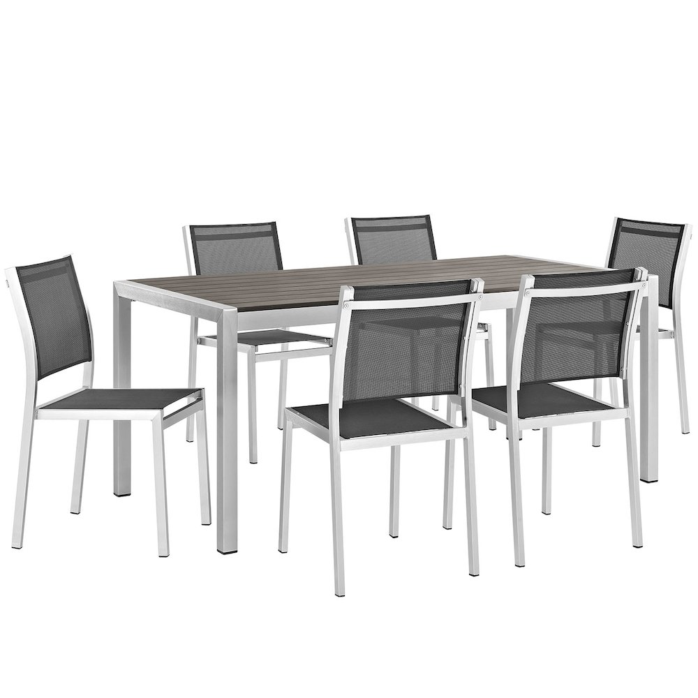 Shore 7 Piece Outdoor Patio Aluminum Dining Set. Picture 1