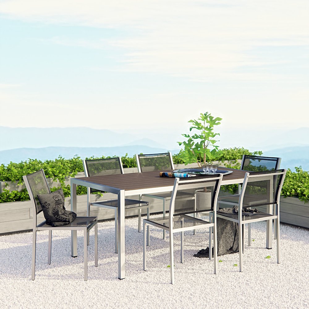 Shore 7 Piece Outdoor Patio Aluminum Dining Set. Picture 7