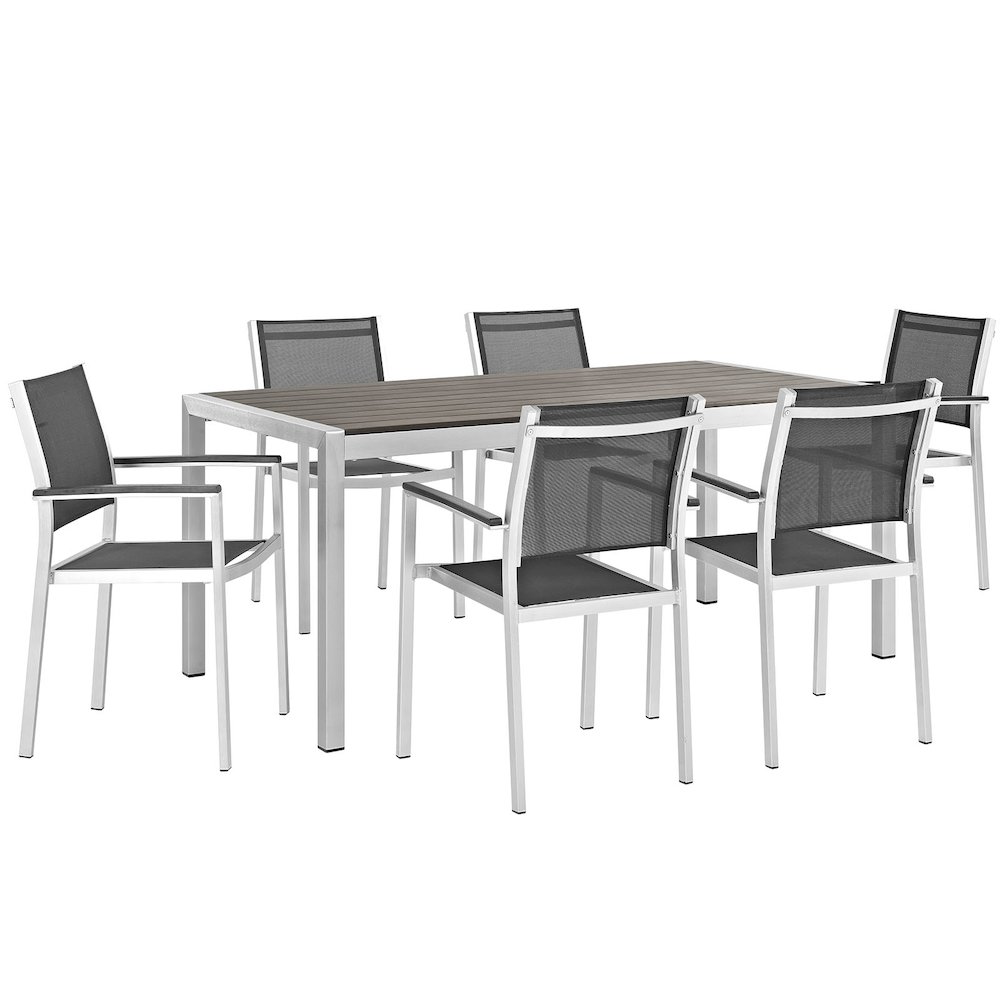 Shore 7 Piece Outdoor Patio Aluminum Dining Set. Picture 1