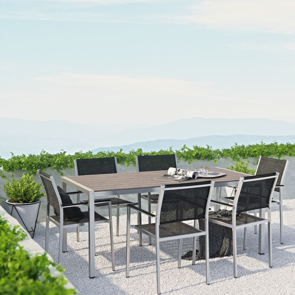 Shore 7 Piece Outdoor Patio Aluminum Dining Set. Picture 7