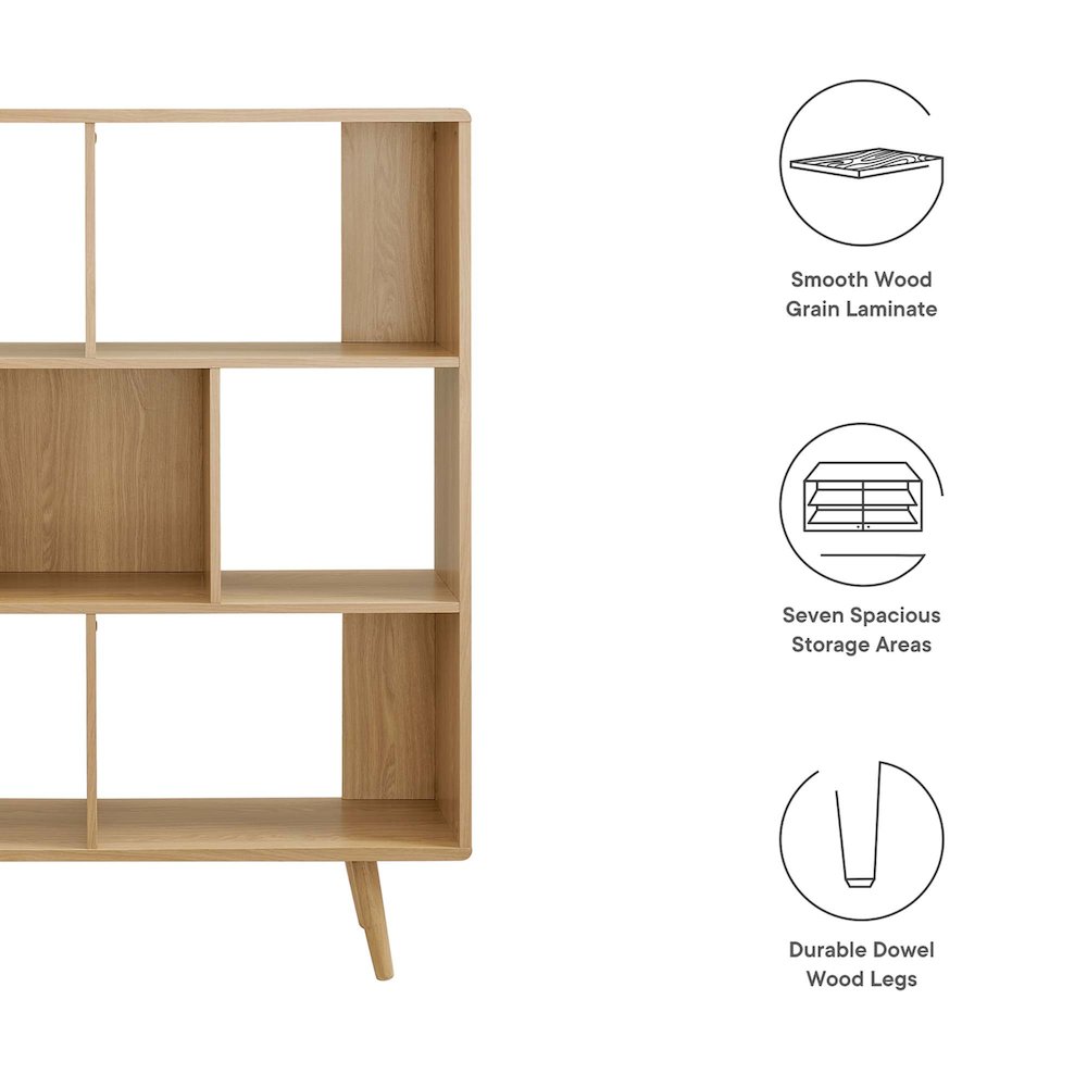 Transmit 7 Shelf Wood Grain Bookcase. Picture 3