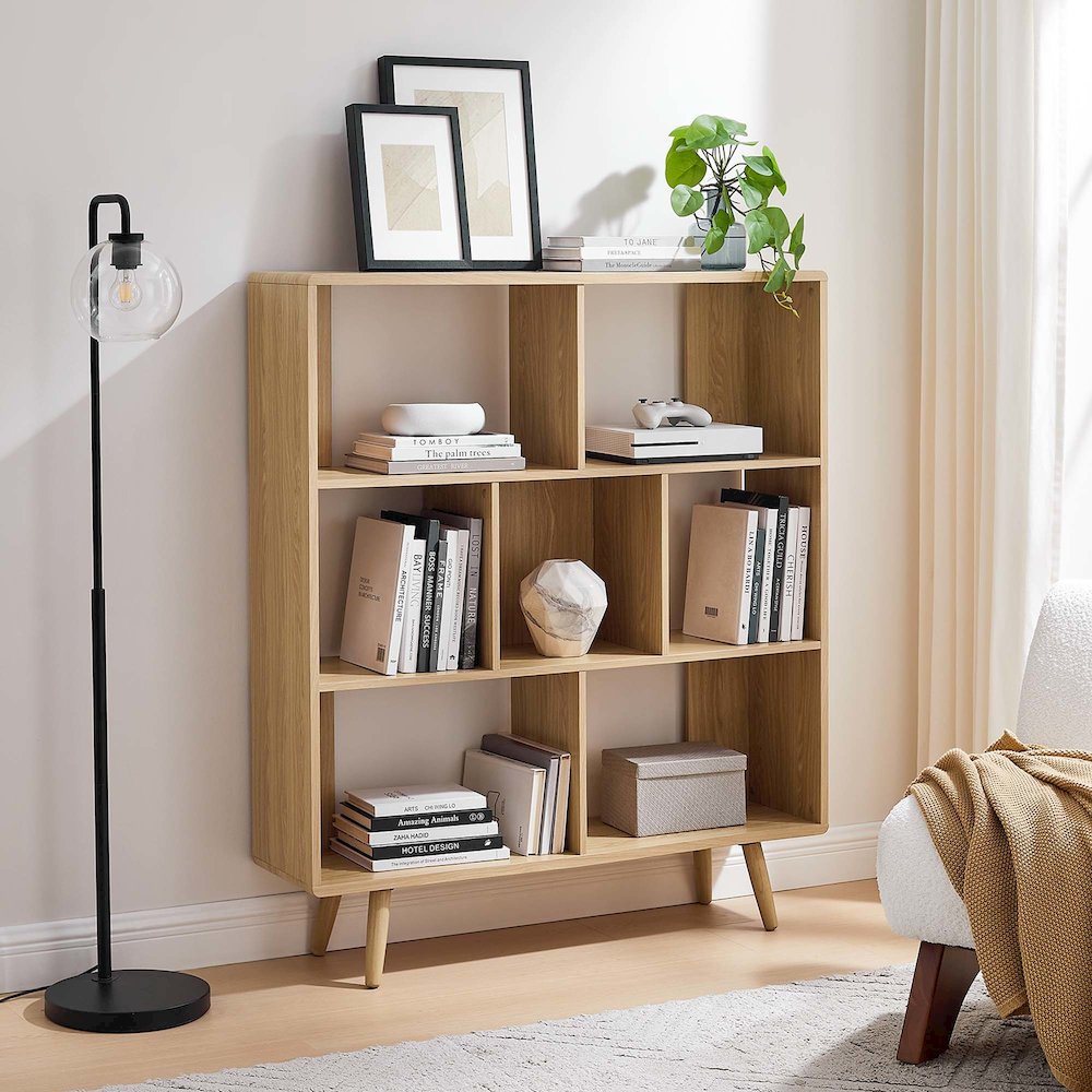 Transmit 7 Shelf Wood Grain Bookcase. Picture 8