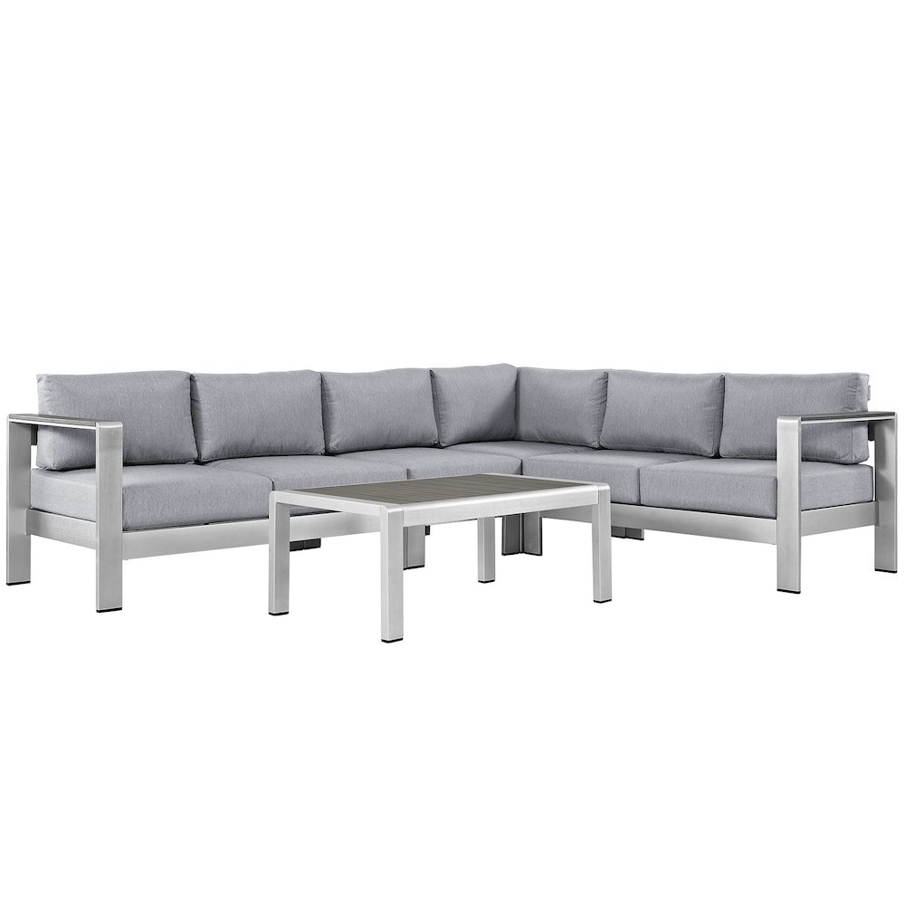 Shore 5 Piece Outdoor Patio Aluminum Sectional Sofa Set. Picture 1