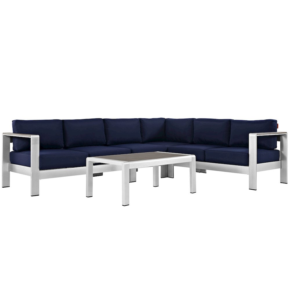 Shore 5 Piece Outdoor Patio Aluminum Sectional Sofa Set. Picture 1