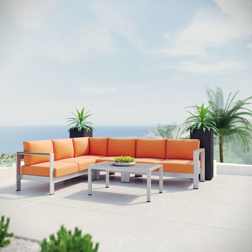 Shore 5 Piece Outdoor Patio Aluminum Sectional Sofa Set. Picture 7