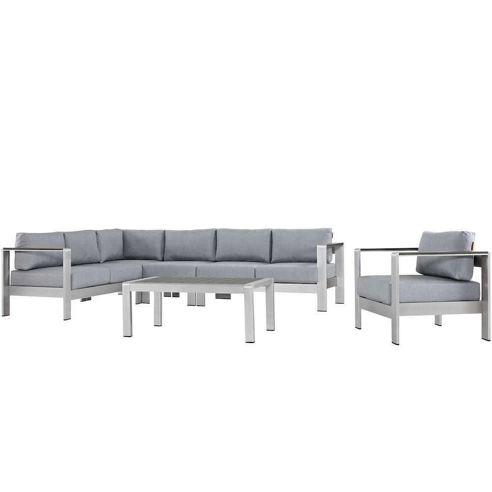 Shore 6 Piece Outdoor Patio Aluminum Sectional Sofa Set. Picture 1