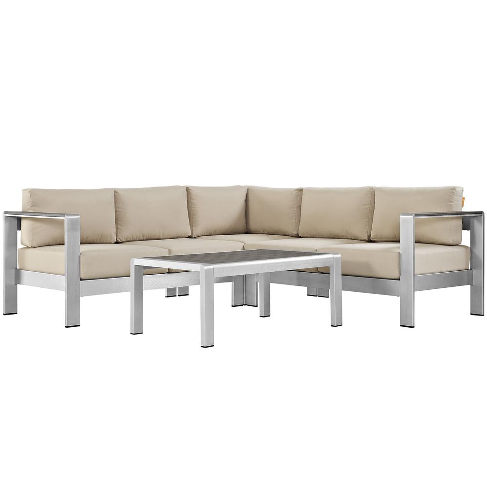 Shore 4 Piece Outdoor Patio Aluminum Sectional Sofa Set. Picture 1