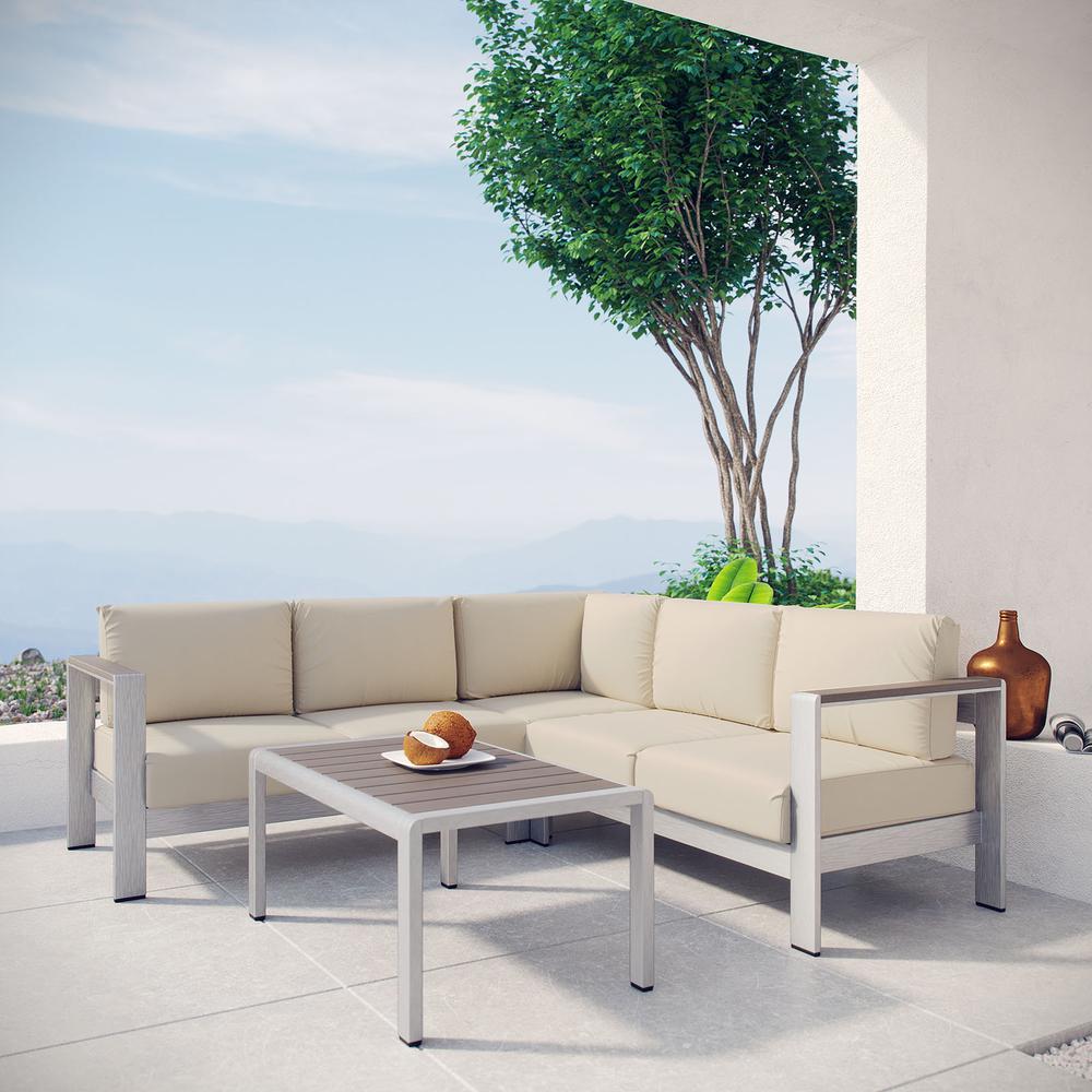 Shore 4 Piece Outdoor Patio Aluminum Sectional Sofa Set. Picture 7