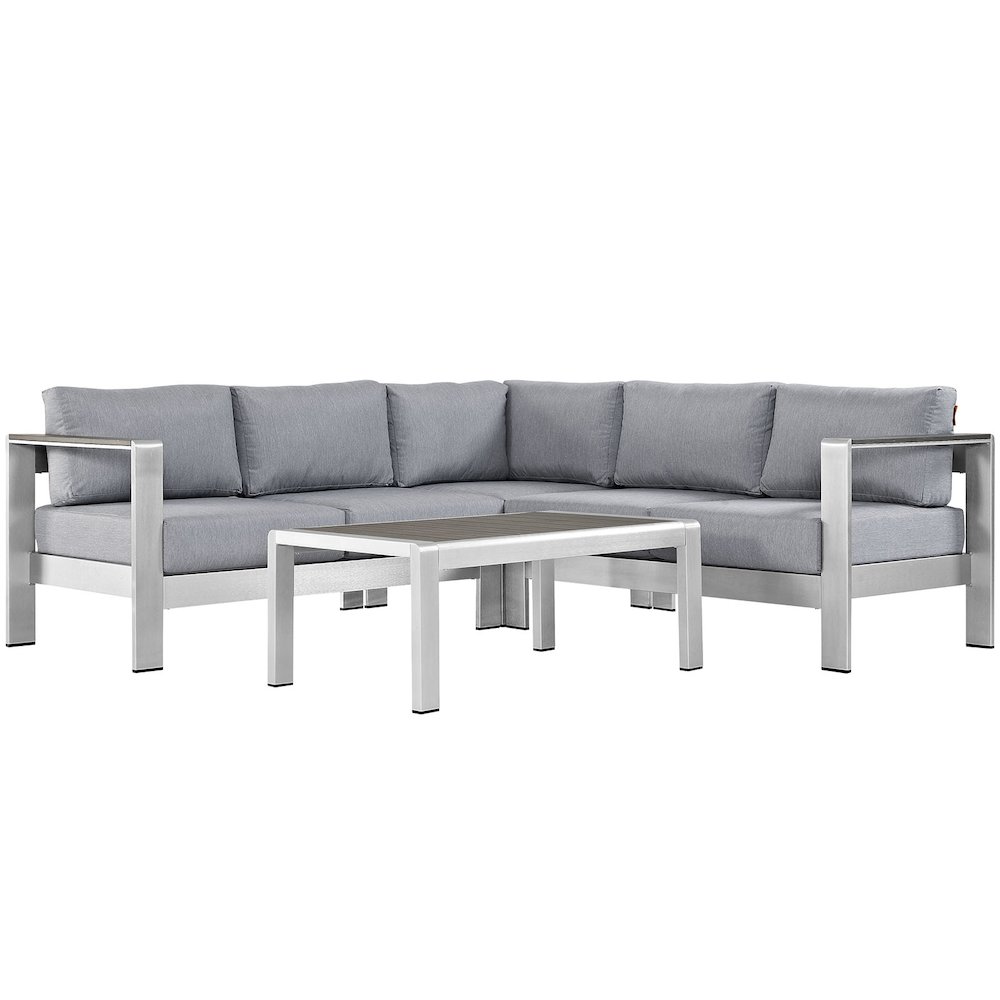 Shore 4 Piece Outdoor Patio Aluminum Sectional Sofa Set. Picture 1