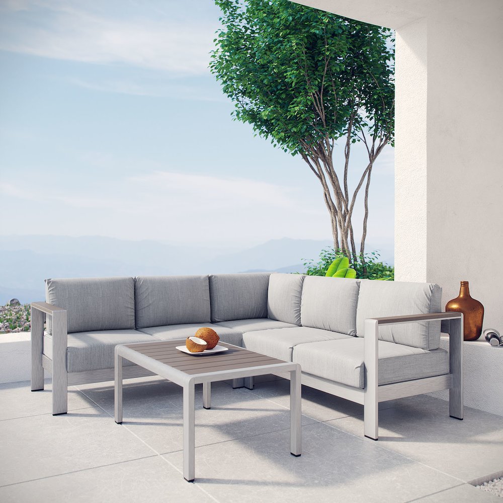 Shore 4 Piece Outdoor Patio Aluminum Sectional Sofa Set. Picture 7