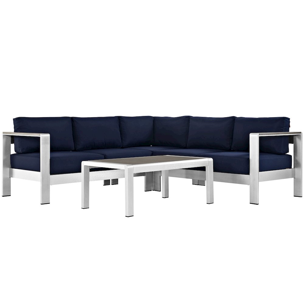 Shore 4 Piece Outdoor Patio Aluminum Sectional Sofa Set. Picture 1